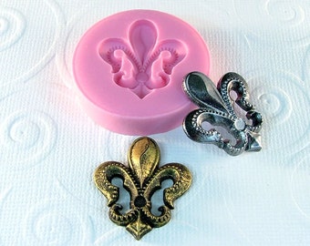 Fleur de Lis Flexible Silicone Mold Mould Resin mold Polymer clay mold Embellishment Mold Mould (286)