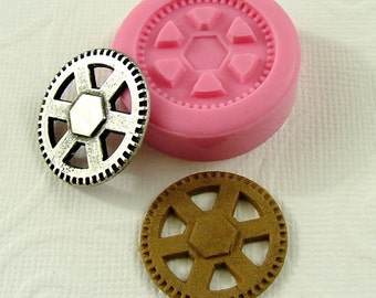 Steampunk Gear Silicone Mold/Mould (23mm) for Fondant, Chocolate, Resin, Polymer Clay,   (250)