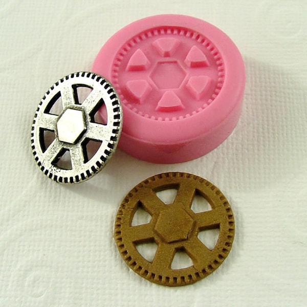 Steampunk Gear Silicone Mold/Mould (23mm) for Fondant, Chocolate, Resin, Polymer Clay,   (250)