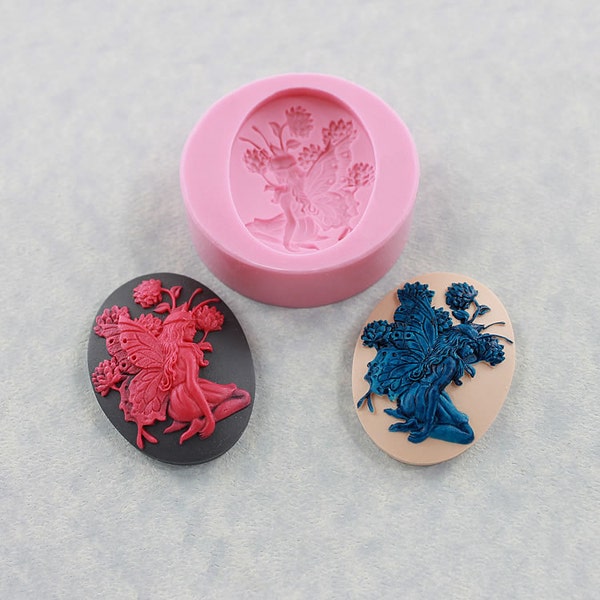 Fairy Cameo Mold Silicone  Resin Polymer Clay Fondant Chocolate Candy  (330)