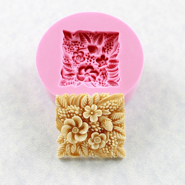 Flower Tile Silicone Mold Mould Polymer Clay Resin Soap Wax Chocolate Fondant Butter  Mold (305)