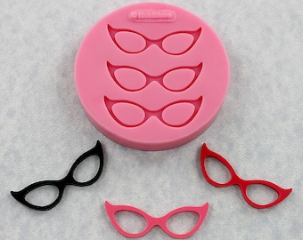 Cats Eye Glasses Mold Silicone Mould Resin Fondant Candy (347)