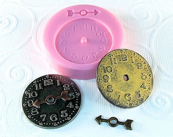 Steampunk Clock Mold Flexible Silicone Resin mold mould Polymer clay PMC Fondant Chocolate (281)