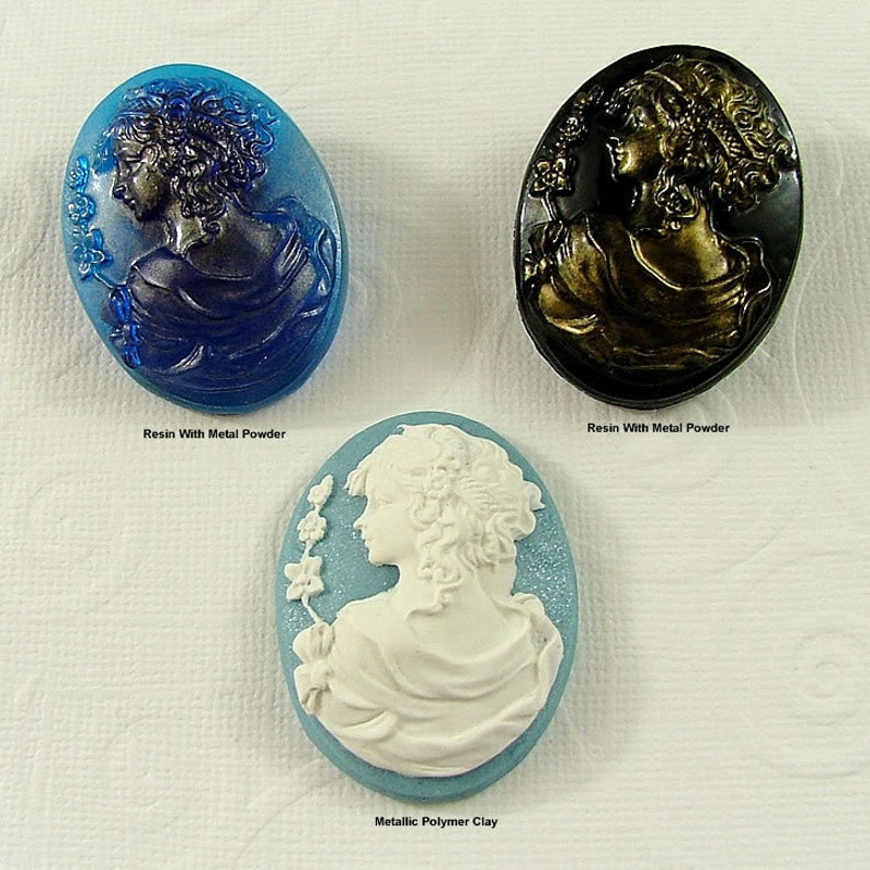 Lady Cameo Cabochon Flexible Silicone Mold/Mould 40mm for chocolate, fondant, resin, pmc, polymer clay 239 image 2