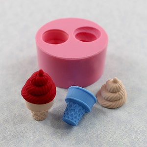 3D Ice Cream Cone Silicone Mold Mould Resin, Polymer Clay, Chocolate, Wax, Charm (333)