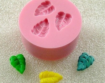 Tiny Leaves X 3 Flexible Mold/Mould (10mm) for Crafts, Jewelry, Scrapbooking (resin, paper,  pmc, polymer clay) (129)
