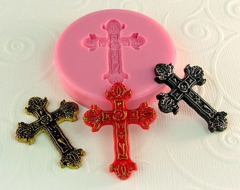 Ornate Cross Flexible Silicone Mold/Mould (39mm) for Crafts, Jewelry, Scrapbooking, (resin, pmc, polymer clay) (266)