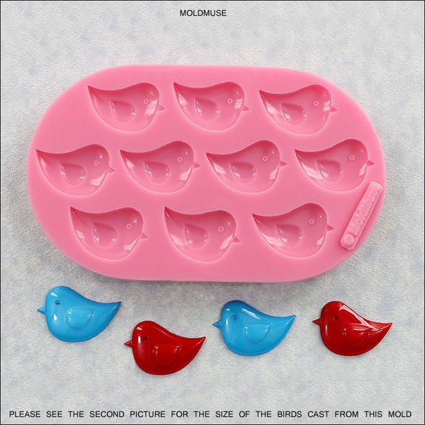 Silicone Twitter Bird Mold for resin, fondant, polymer clay, wax, mod podge, chocolate (349)