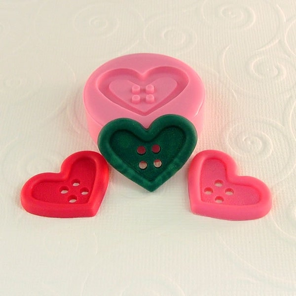 Heart Button Flexible Silicone Mold/Mould (28mm) for Crafts, Jewelry, Scrapbooking, (resin, pmc, polymer clay) (251)