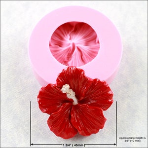 Large Hibiscus Flower Silicone Mold Mould Resin Polymer Clay Jewelry Pendant Soap Mold (304)