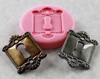 Key Hole Mold Sililcone Mould Resin Polymer Clay PMC escutcheon plate (295)