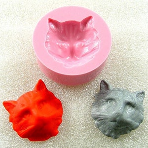 Cat Face Flexible Mold/Mould 25mm for Crafts, Jewelry, Scrapbooking resin, pmc, polymer clay, Sculpey III, Fimo and Premo Clay 114 image 1