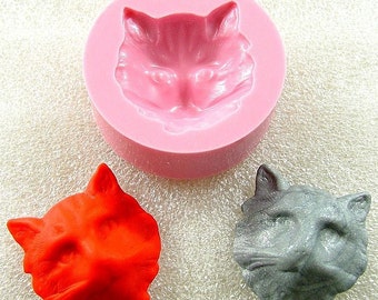 Cat Face Flexible  Mold/Mould (25mm) for Crafts, Jewelry, Scrapbooking (resin,  pmc,  polymer clay, Sculpey III, Fimo and Premo Clay) (114)