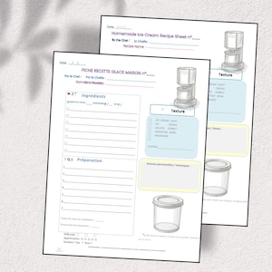 Ninja Creami Recipe Sheet to Fill in - Printable Ninja Creami Recipe Sheet - PDF French & English