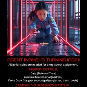 Classified Mission: Secret Agent Birthday – Customizable Girl Spy Digital Invite!