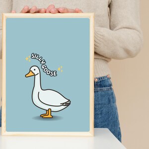 Silly Goose Art Print: Whimsical Animal Illustration (PDF Download A4 Size)