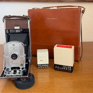 Vintage Polaroid Land Camera Model 95A with Case and Accessories Mid Century Display