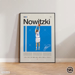 Plakat Dirka Nowitzkiego, Dallas Mavericks, Plakat NBA, Plakat sportowy, Mid Century Modern, Fani NBA, Prezent koszykarski, Plakaty sportowe do sypialni