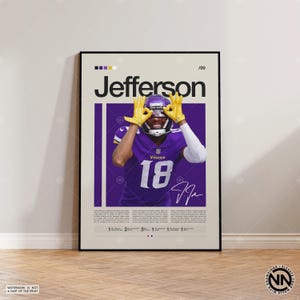 Justin Jefferson Poster, Minnesota Vikings Print, NFL Poster, Sports Poster, Football Poster, NFL Wall Art, Sports Bedroom Posters