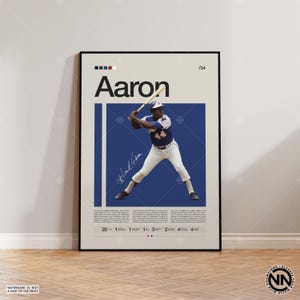 Hank Aaron Poster, Atlanta Braves Poster, Baseball Prints, Sports Poster, MLB Poster, Baseball Wall Art, Sports Bedroom Posters
