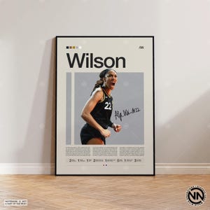 A&#39;ja Wilson Poster, Las Vegas Aces, WNBA Poster, Sports Poster, Mid Century Modern, WNBA Fans, Basketball Gift, Sports Bedroom Posters