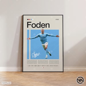 Phil Foden Poster, Manchester City Poster, Soccer Gifts, Sports Poster, Football Player Poster, Soccer Wall Art, Sports Bedroom Posters