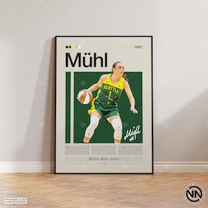 Nika Muhl Poster, Seattle Storm, WNBA Poster, Sports Poster, Mid Century Modern, WNBA Fans, Basketball Gift, Sports Bedroom Posters