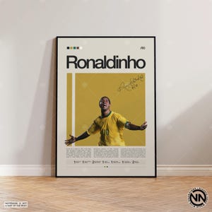 Ronaldinho Poster, Brazil Football Poster, Soccer Gifts, Sports Poster, Football Player Poster, Soccer Wall Art, Sports Bedroom Posters