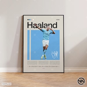 Erling Haaland Poster, Manchester City Poster, Soccer Gifts, Sports Poster, Football Player Poster, Soccer Wall Art, Sports Bedroom Posters