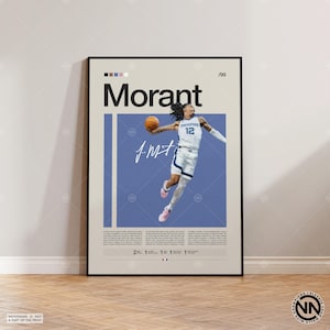 Ja Morant Poster, Memphis Grizzlies Poster, NBA Poster, Sport Poster, Mid Century Modern, NBA Fans, Basketball Geschenk, Sport Schlafzimmer Poster