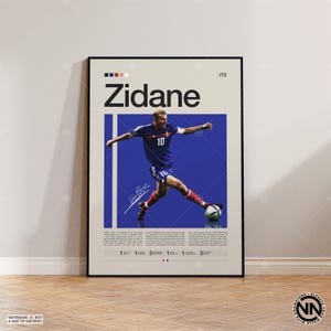 Pôster de Zinedine Zidane, jogador de futebol francês, presentes de futebol, pôster esportivo, pôster de jogador de futebol, arte de parede de futebol, pôsteres esportivos para quarto