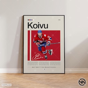 Saku Koivu Poster, Montreal Canadiens Poster, NHL Poster, Hockey Poster, Sports Poster, Mid-Century Modern, Sports Bedroom Posters