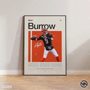 Joe Burrow Poster, Cincinnati Bengals Poster, NFL Poster, Sports Poster, Football Poster, NFL Wall Art, Sports Bedroom Posters