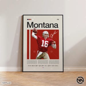 Joe Montana Poster, San Francisco 49ers Print, NFL Poster, Sports Poster, NFL Fans, Football Poster, NFL Wall Art, Sports Bedroom Posters