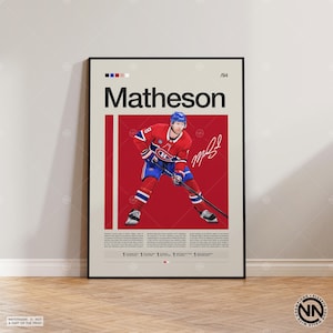 Mike Matheson Poster, Montreal Canadiens Poster, NHL Poster, Hockey Poster, Sports Poster, Mid-Century Modern, Sports Bedroom Posters