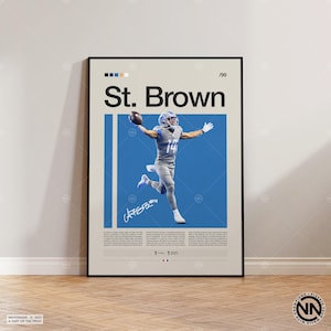 Amon-Ra St. Brown Poster, Detroit Lions Print, NFL Poster, Sports Poster, NFL Fans, Football Poster, NFL Wall Art, Sports Bedroom Posters