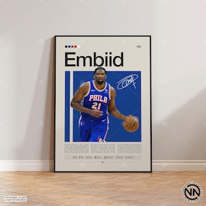 Joel Embiid Poster, Philadelphia 76ers, NBA Poster, Sports Poster, Mid Century Modern, NBA Fans, Basketball Gift, Sports Bedroom Posters