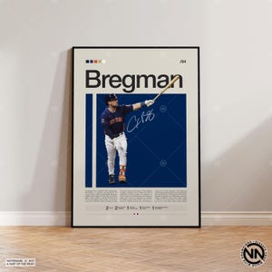 Pôster de Alex Bregman, pôster do Houston Astros, impressões de beisebol, pôster esportivo, presente para jogador de beisebol, arte de parede de beisebol, pôsteres esportivos para quarto