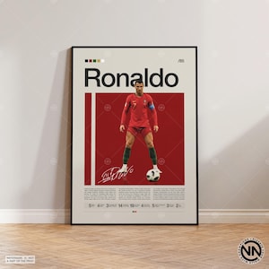 Cristiano Ronaldo Poster, Portugal Football Print, Soccer Gifts, Sports Poster, Football Poster, Soccer Wall Art, Sports Bedroom Posters