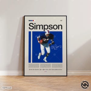 O. J. Simpson Poster, Buffalo Bills Print, NFL Poster, Sports Poster, NFL Fans, Football Poster, NFL Wall Art, Sports Bedroom Posters