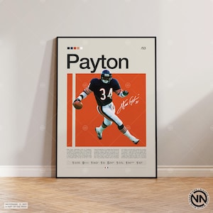 Walter Payton Poster, Chicago Bears Print, NFL Poster, Sports Poster, NFL Fans, Football Poster, NFL Wall Art, Sports Bedroom Posters