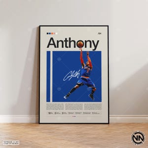 Carmelo Anthony Poster, New York Knicks, NBA Poster, Sports Poster, Mid Century Modern, NBA Fans, Basketball Gift, Sports Bedroom Posters