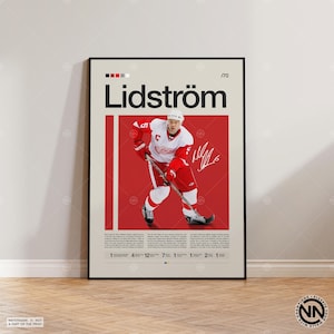 Nicklas Lidström Poster, Detroit Red Wings Poster, NHL Poster, Hockey Poster, Sports Poster, Mid-Century Modern, Sports Bedroom Posters