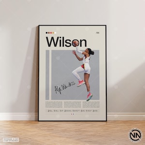 A&#39;ja Wilson Poster, Las Vegas Aces, WNBA Poster, Sports Poster, Mid Century Modern, WNBA Fans, Basketball Gift, Sports Bedroom Posters