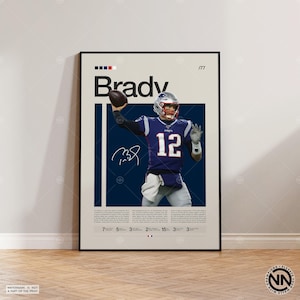 Tom Brady Poster, New England Patriots Print, NFL Poster, Sports Poster, Football Poster, NFL Wall Art, Sports Bedroom Posters