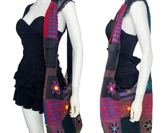 90s 00s Vintage Flowers Patchwork Hippie Fairy Bag
