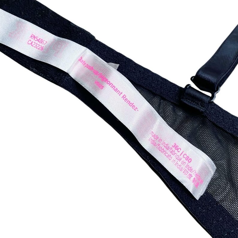 00s 2010s Victoria's Secret Pink Black Bra Sz 36C image 5