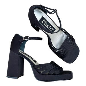 90s Vintage Mudd Strappy Black Heels Sz 6