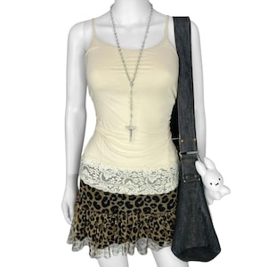 00s Grunge Cream Lace Layering Cami Sz S/M