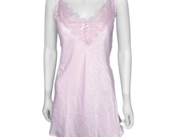 2000s Grunge Coquette Lingerie Pink Slip Dress Sz M/L